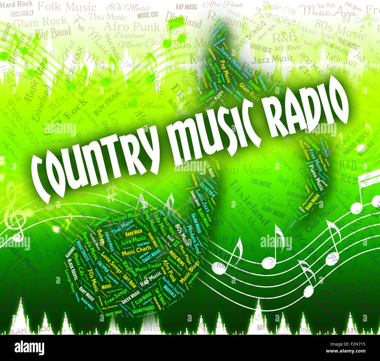 Country Music Radio Bedeutung Tonspur und Folk Stockfoto