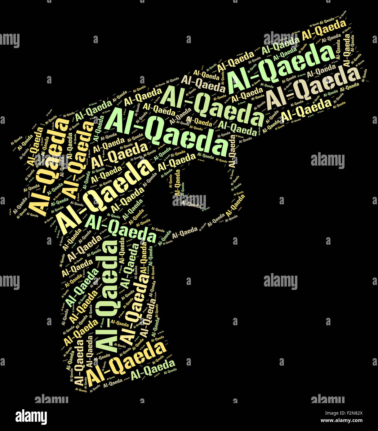 Al-Qaida Wort zeigt Freiheitskämpfer und Brandbomben Stockfoto