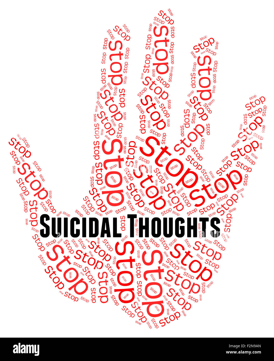 Selbstmordgedanken, d. h. Selbstmordversuch und Konzeption zu stoppen Stockfoto