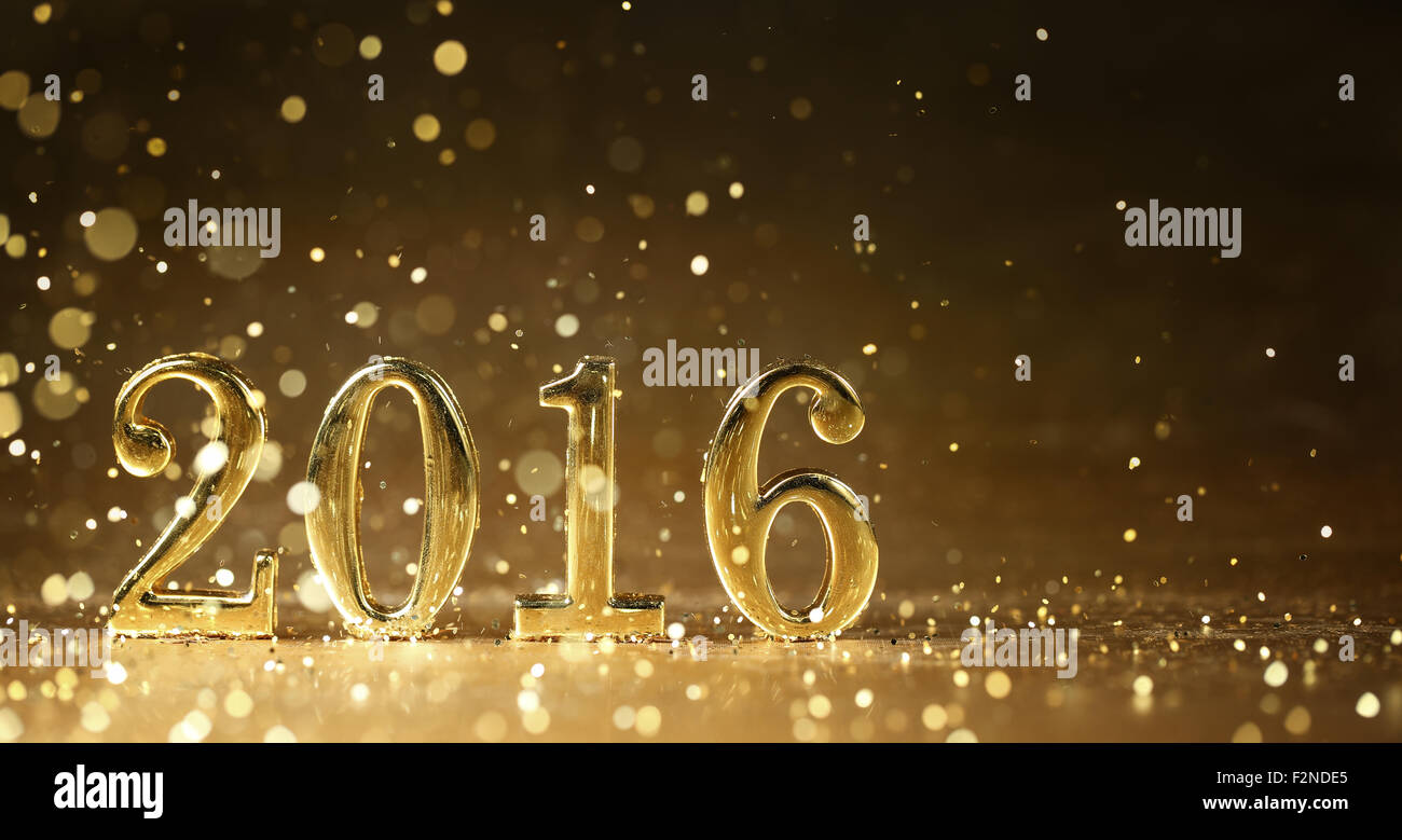 Golden 2016 für Neujahr Stockfoto