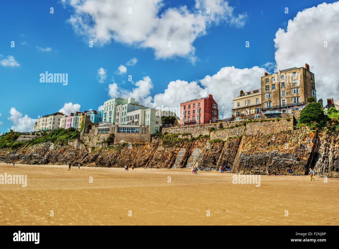 August 2015, Küste von Tenby (Wales), HDR-Technik Stockfoto