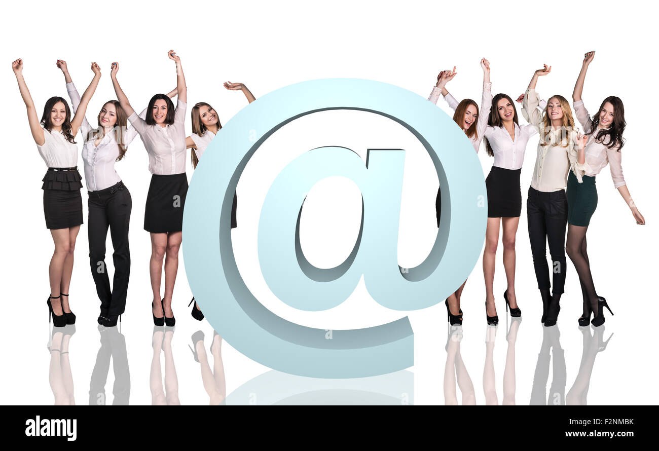 Gruppe von Geschäftsleuten mit großen e-Mail-Symbol Stockfoto