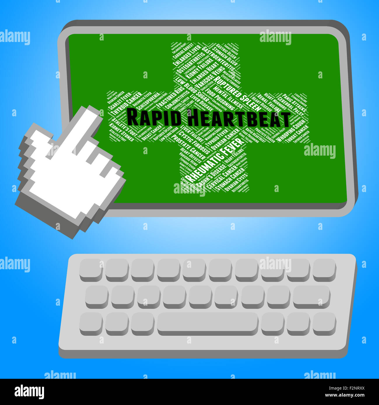 Herzrasen, Angabe Pulslinie und Störungen Stockfoto
