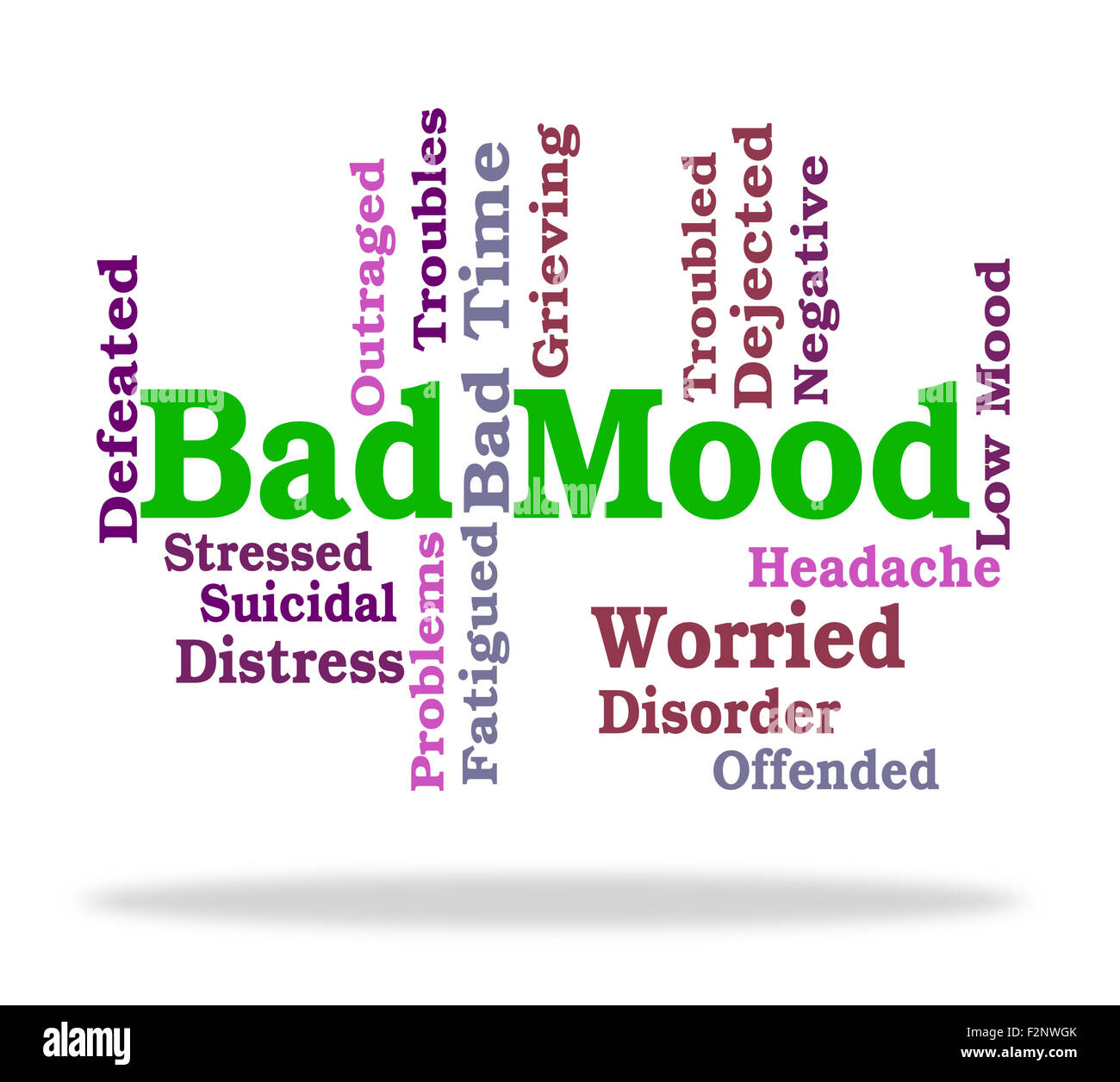 Schlechte Laune Bedeutung Wort Wörter und Moody Stockfoto