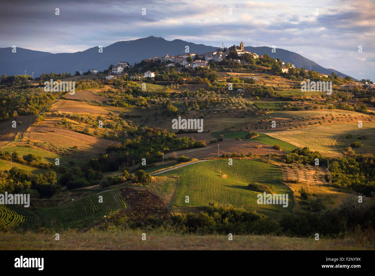 Die Landschaft rund um Pietranico in den Abruzzen, Italien. Stockfoto