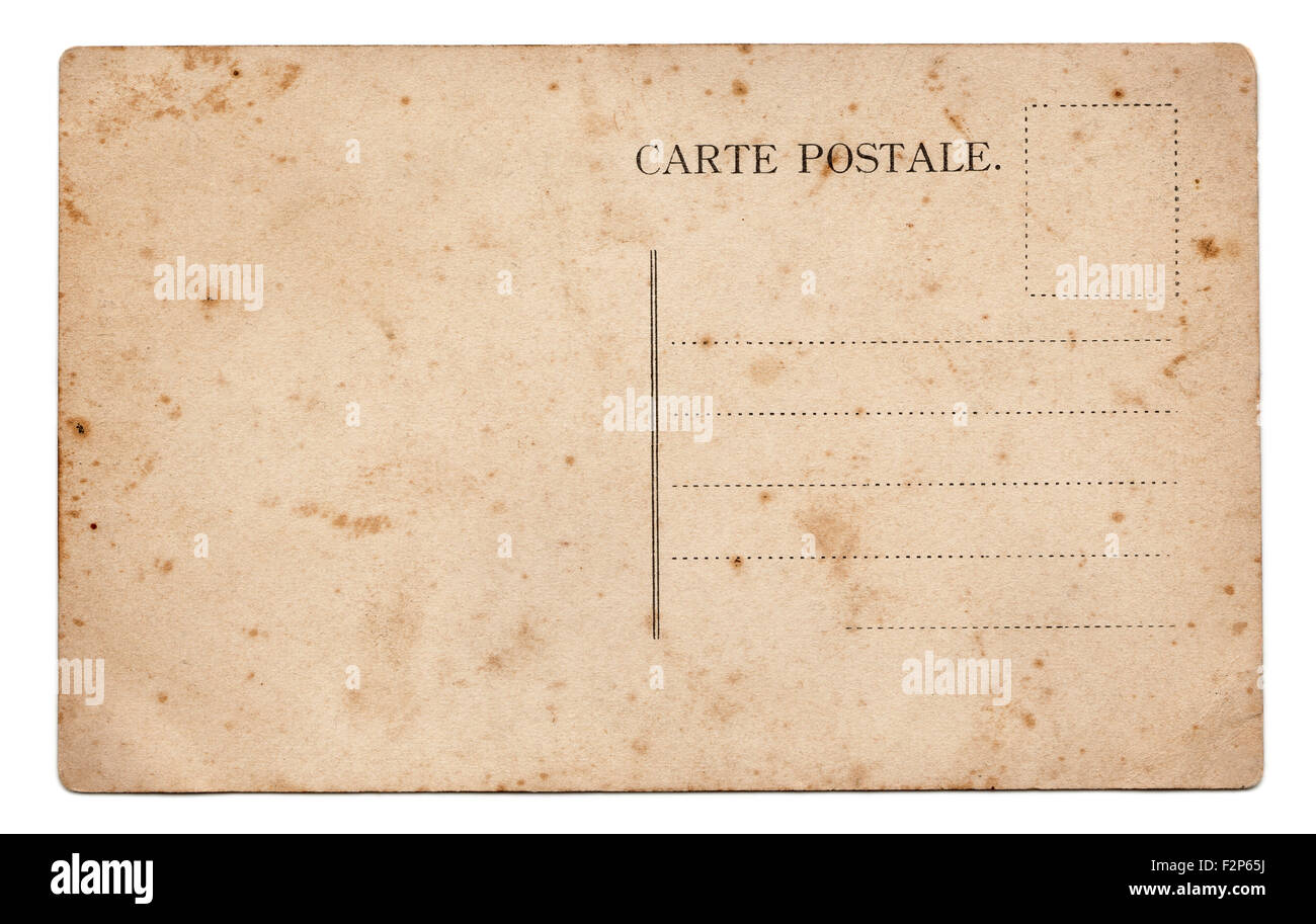 Alte Leere Postkarte isoliert auf weiss Stockfoto