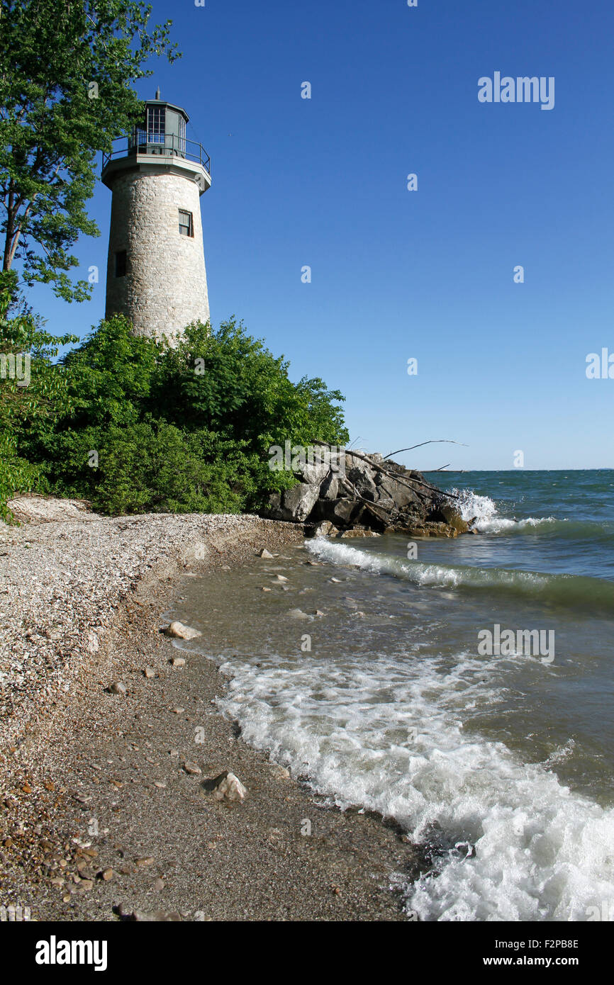 Leuchtturm an der nördlichsten Spitze des Pelee Island, Lake Erie, Ontario. Bereich gehört zum Lighthouse Point Provincial Nat Res Stockfoto