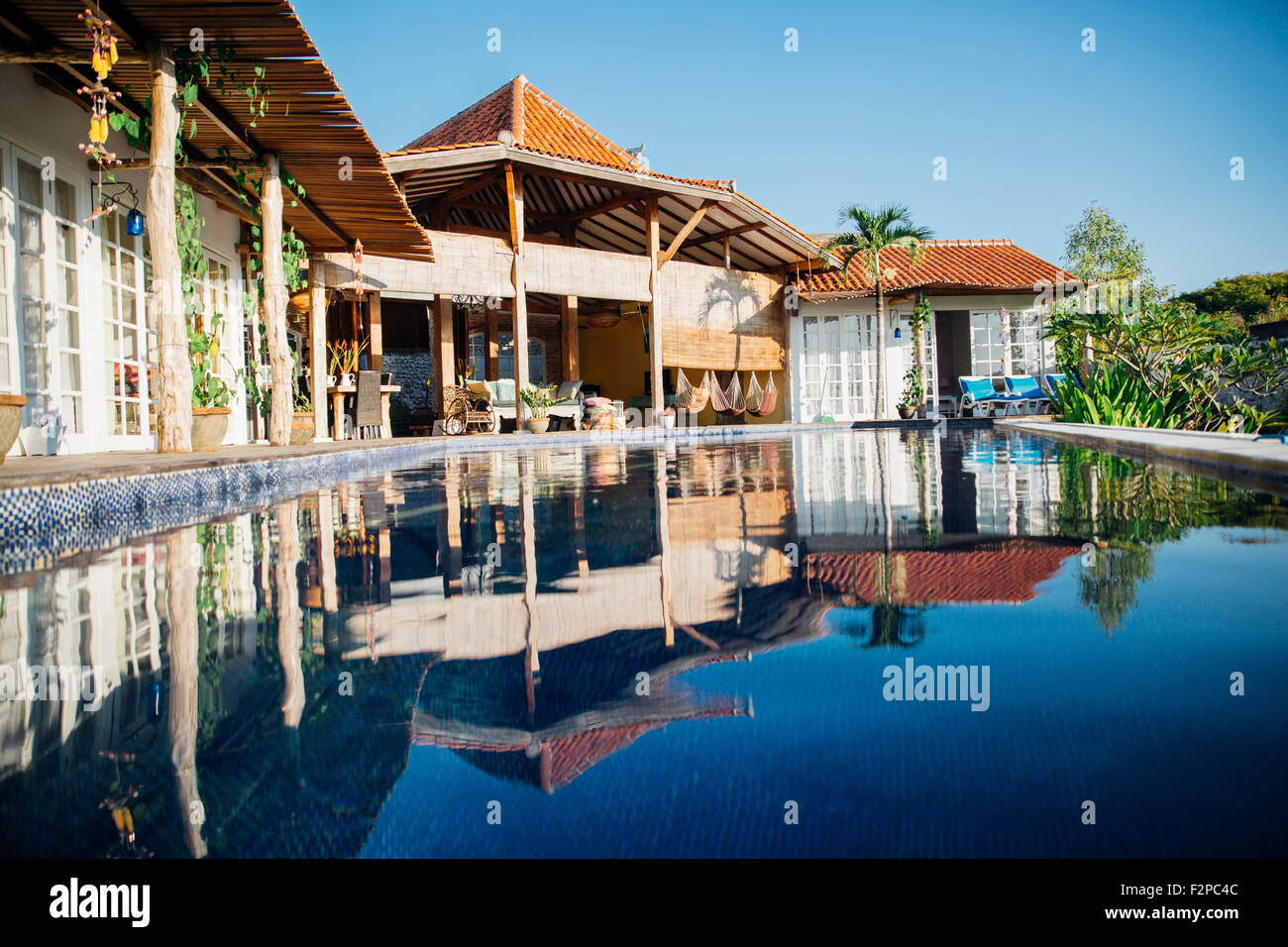 Indonesien, Bali, Ferienvilla in Joglo Stil Stockfoto