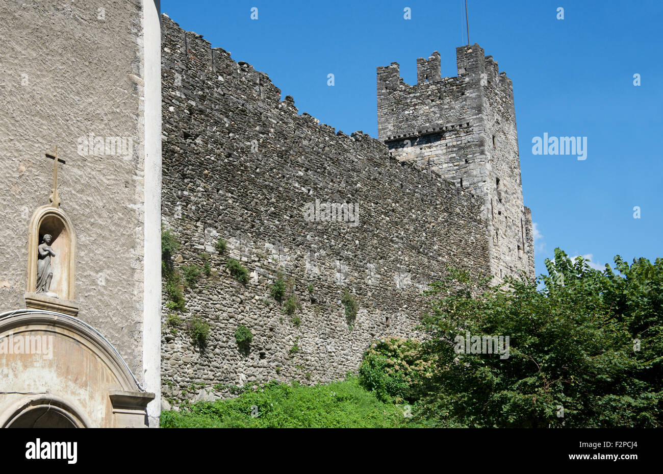 Alte Mauern und halten Castello di Correno Plinio Lake Como Lombardei Italien Stockfoto