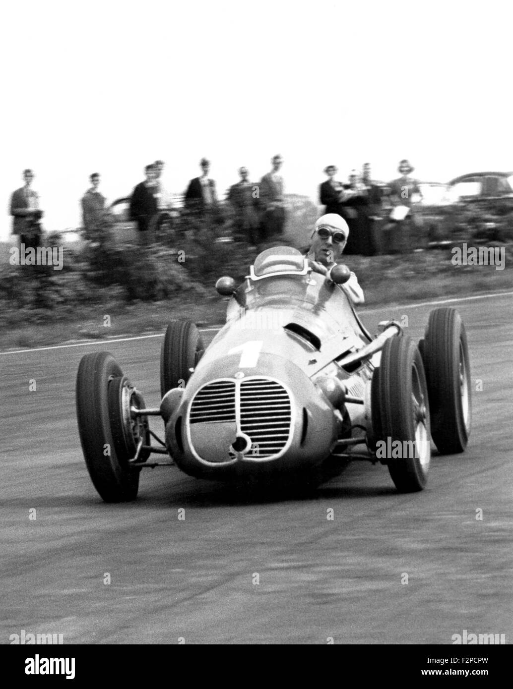 Nino Farina in seinem Maserati 4CLT 1951 Stockfoto