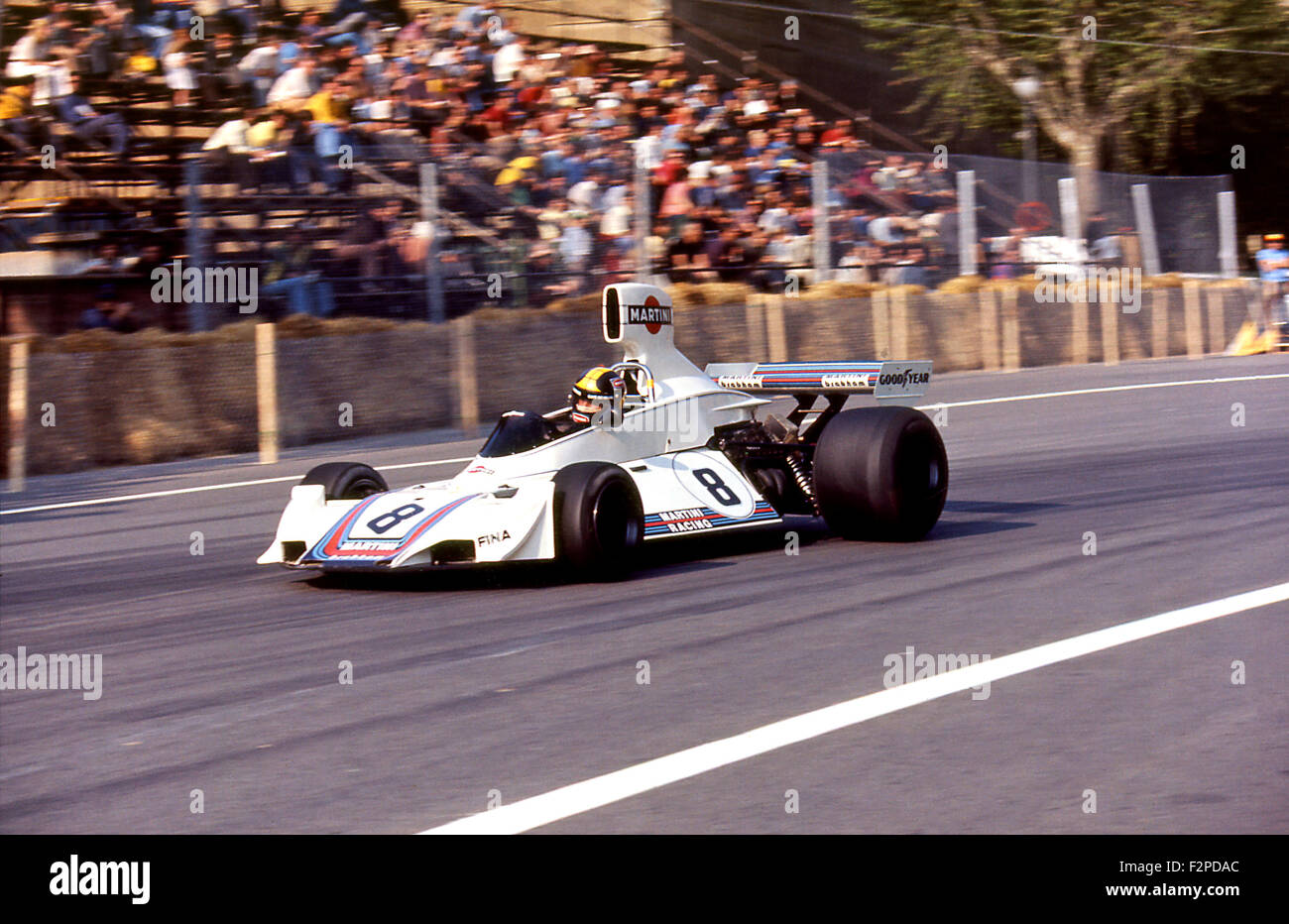 Carlos Pace in einem Brabham BT44B am GP von Brasilien Interlagos 1975 Stockfoto
