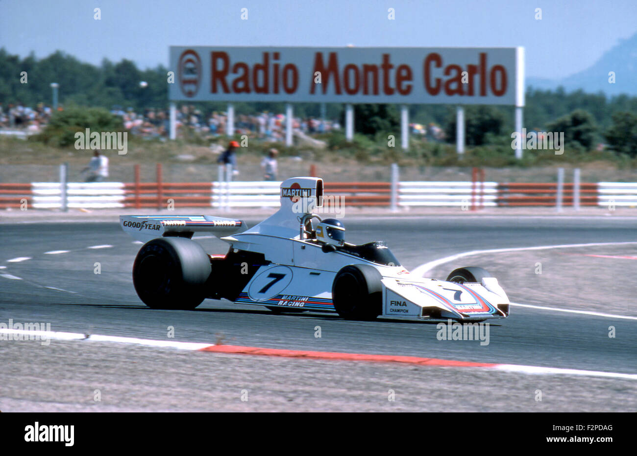 Carlos Reutemann in seinem Brabham BT44B beim französischen GP, Paul Ricard Circuit 1975 Stockfoto