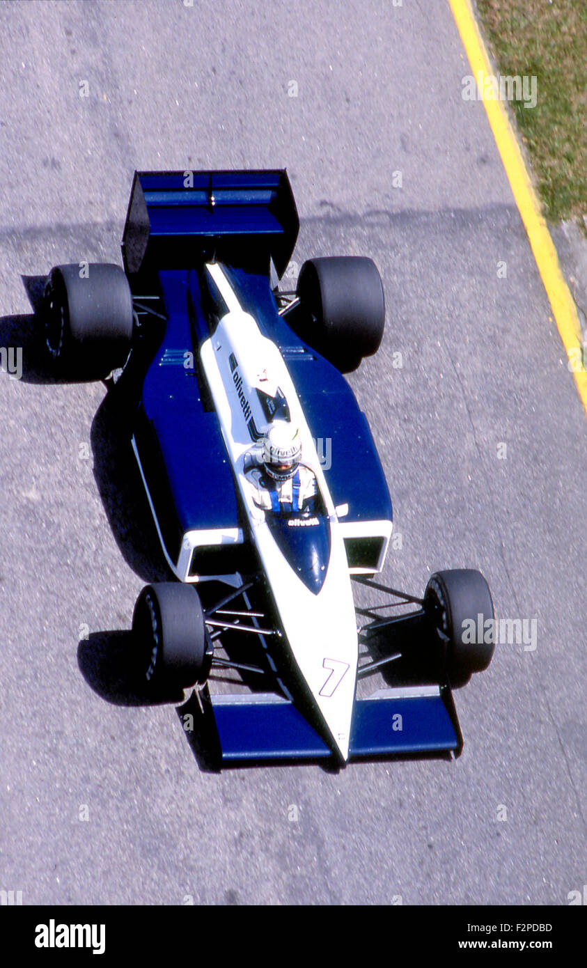 Riccardo Patrese in einem Brabham BT56 im sanmarino GP 1987 Stockfoto