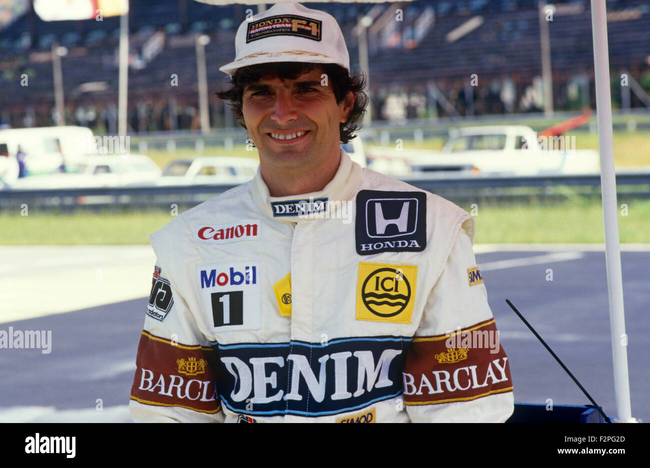 Formel 1-Fahrer Nelson Piquet Williams Honda 1987 Stockfoto