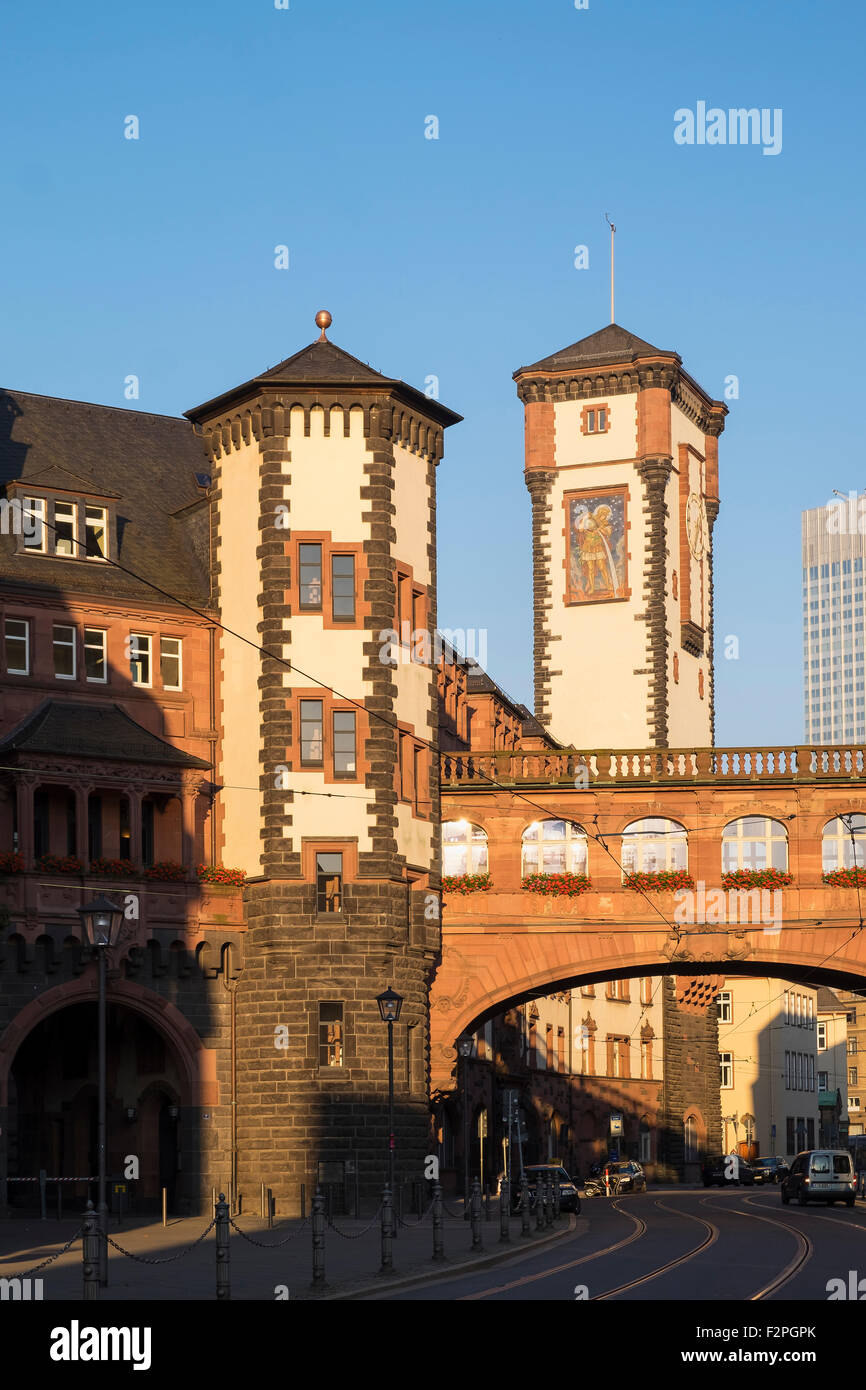 Deutschland, Hessen, Frankfurt, Altstadt, Roemer, Seufzer-Brücke auf Bethmannstraße Stockfoto