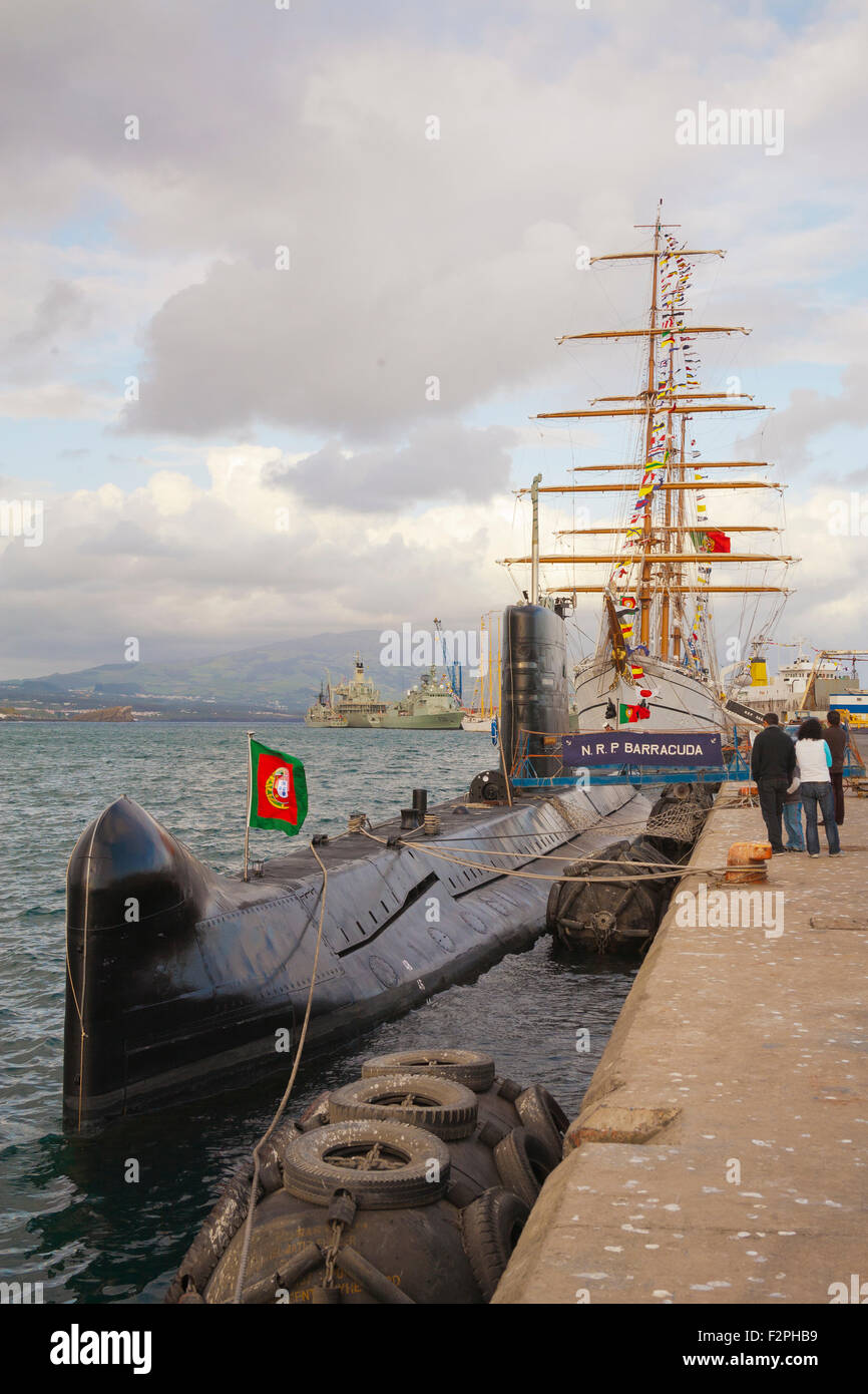 Portugiesische Marine u-Boot-NRP Barracuda (S164), während der Feierlichkeiten der portugiesischen Marine Tag (2007) in Ponta Delgada, Azoren ich Stockfoto
