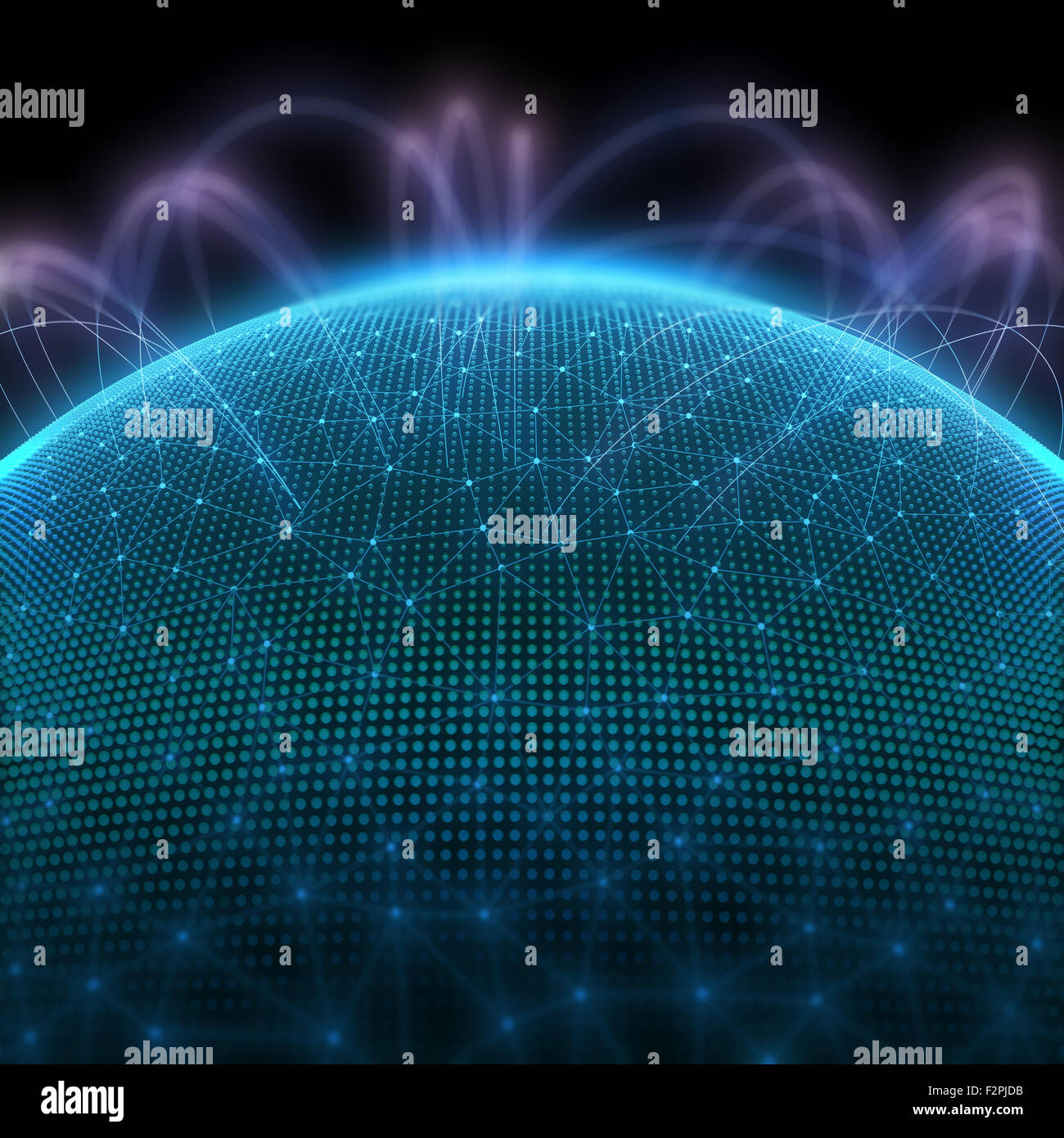 Digital Planet mit Punkten, die Vertretung der Binärcode und Weltkommunikation. Stockfoto