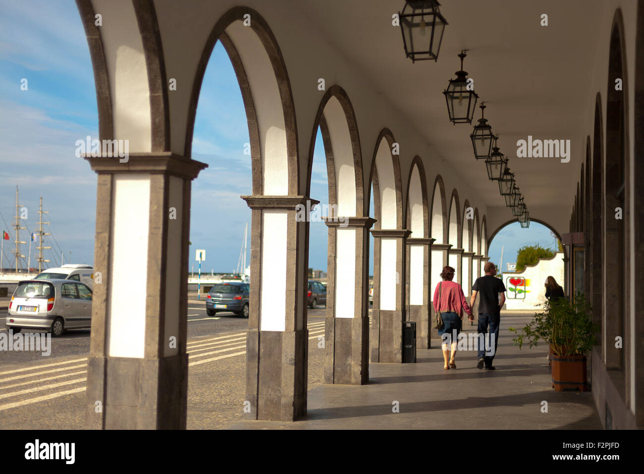 Ein paar Sehenswürdigkeiten in Ponta Delgada. Insel Sao Miguel, Azoren, Portugal. Stockfoto