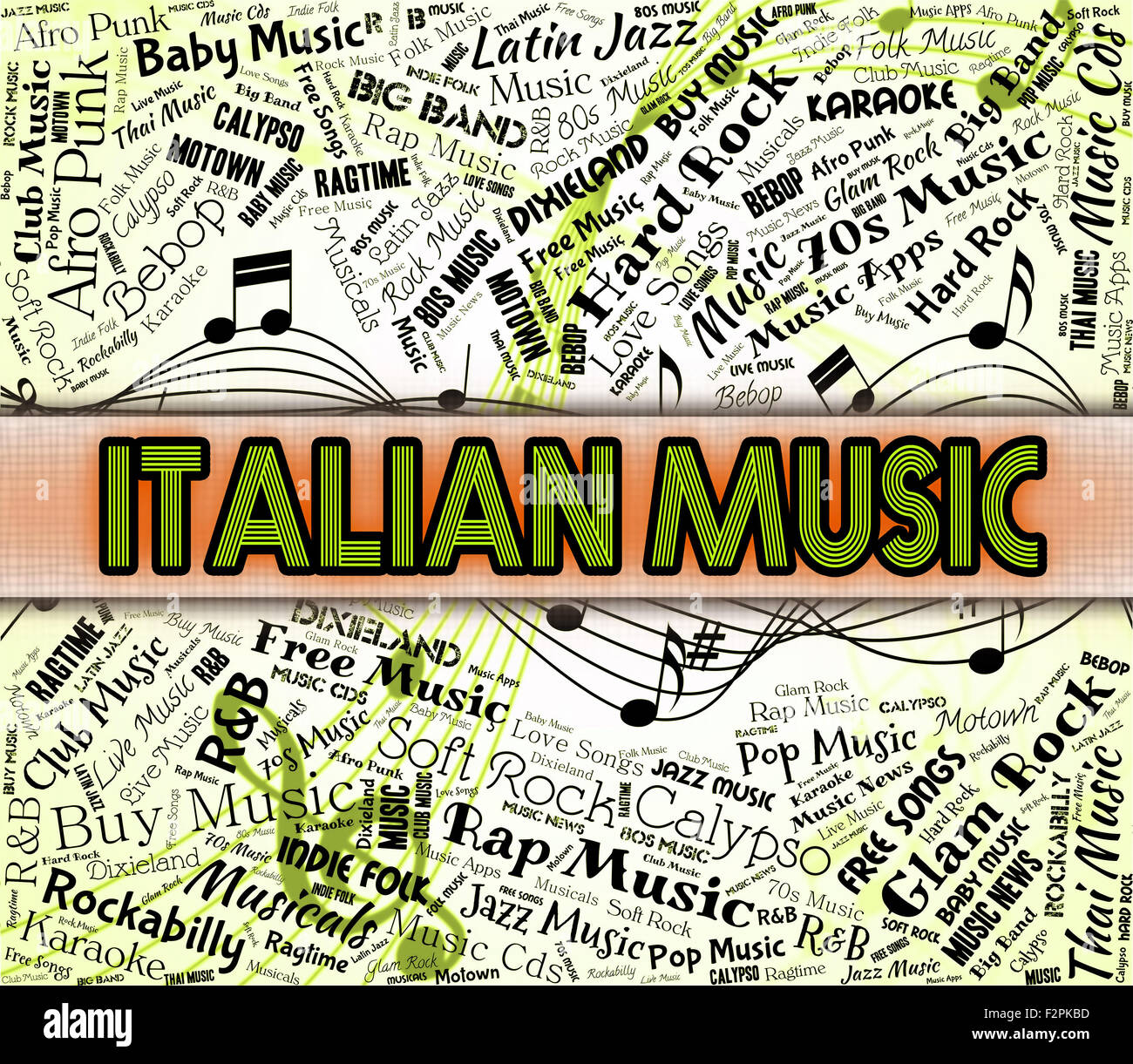 Italienische Musik Bedeutung Tonspur und Akustik Stockfoto