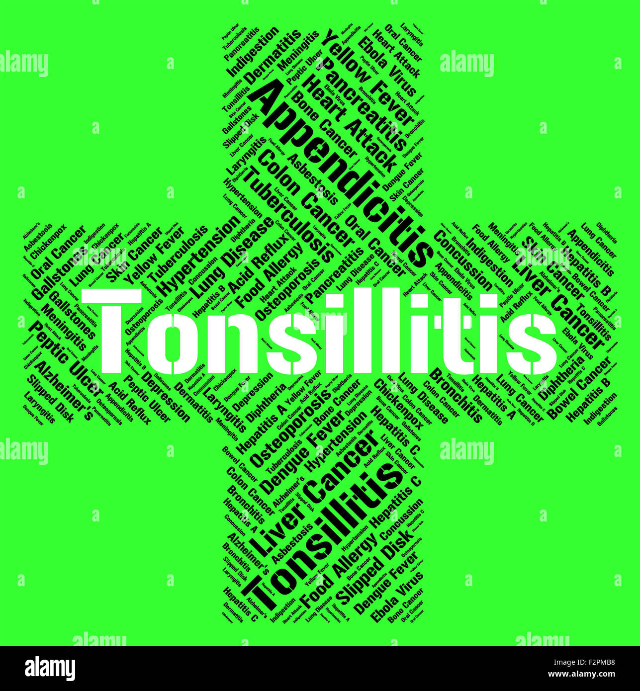 Mandelentzündung Wort Bedeutung Halsentzündung und Krankheit Stockfoto