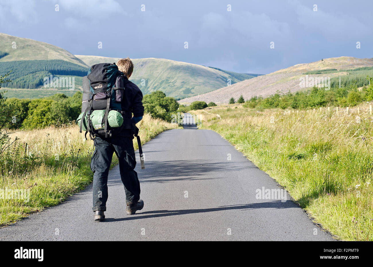 Wanderer auf Southern Upland Way, Schottland Stockfoto