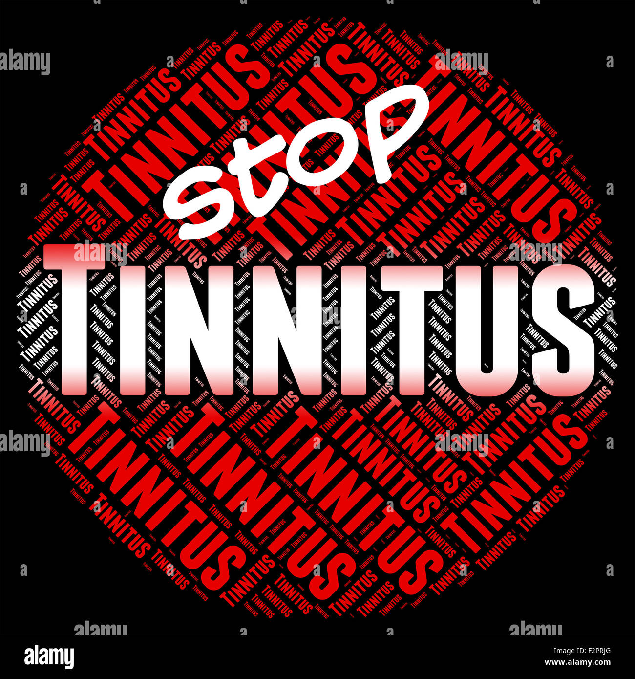 Ohr und No Stop Tinnitus zeigen verbieten Stockfoto