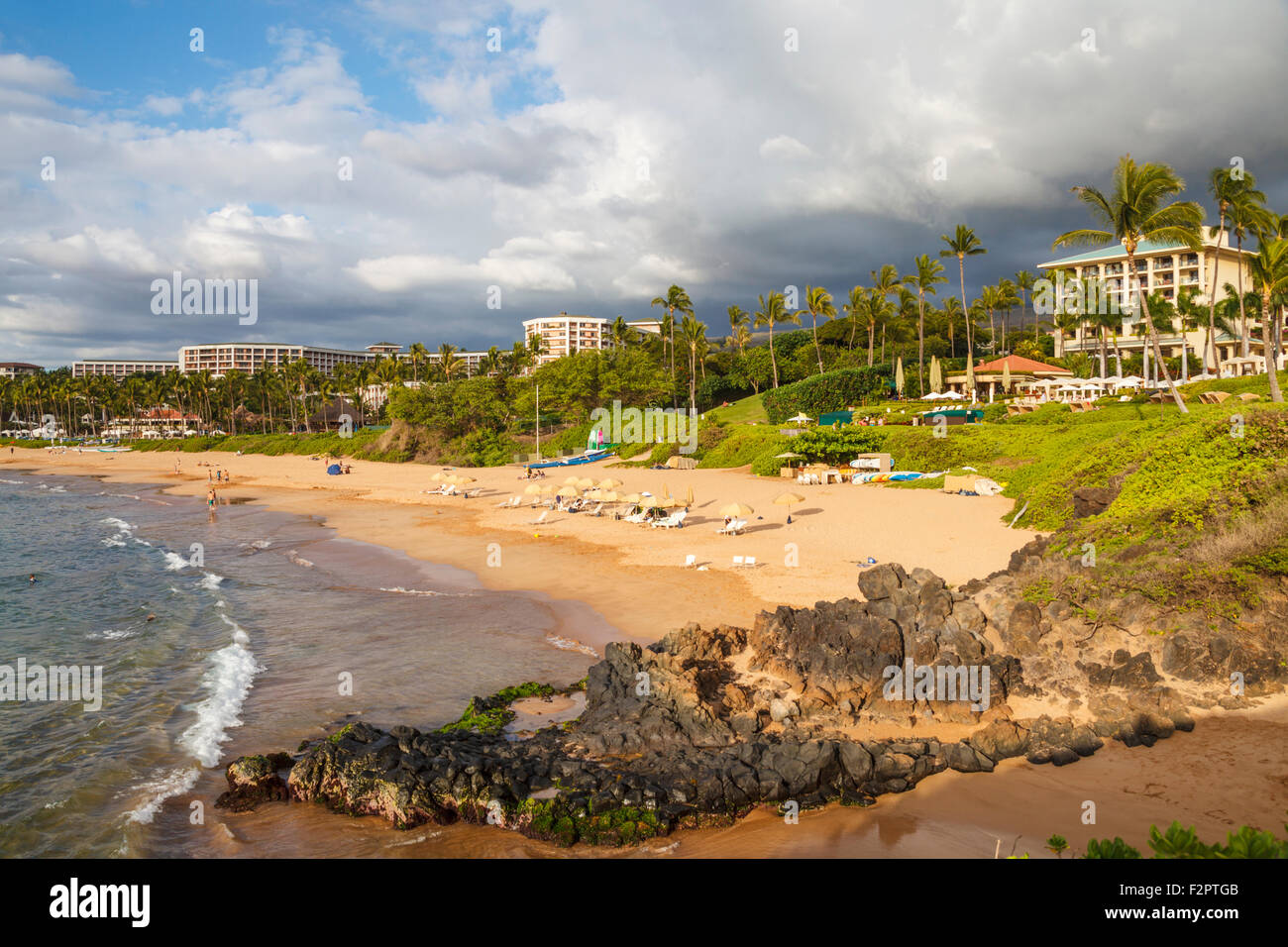 Wailea Beach auf Maui bei Sonnenuntergang Stockfoto