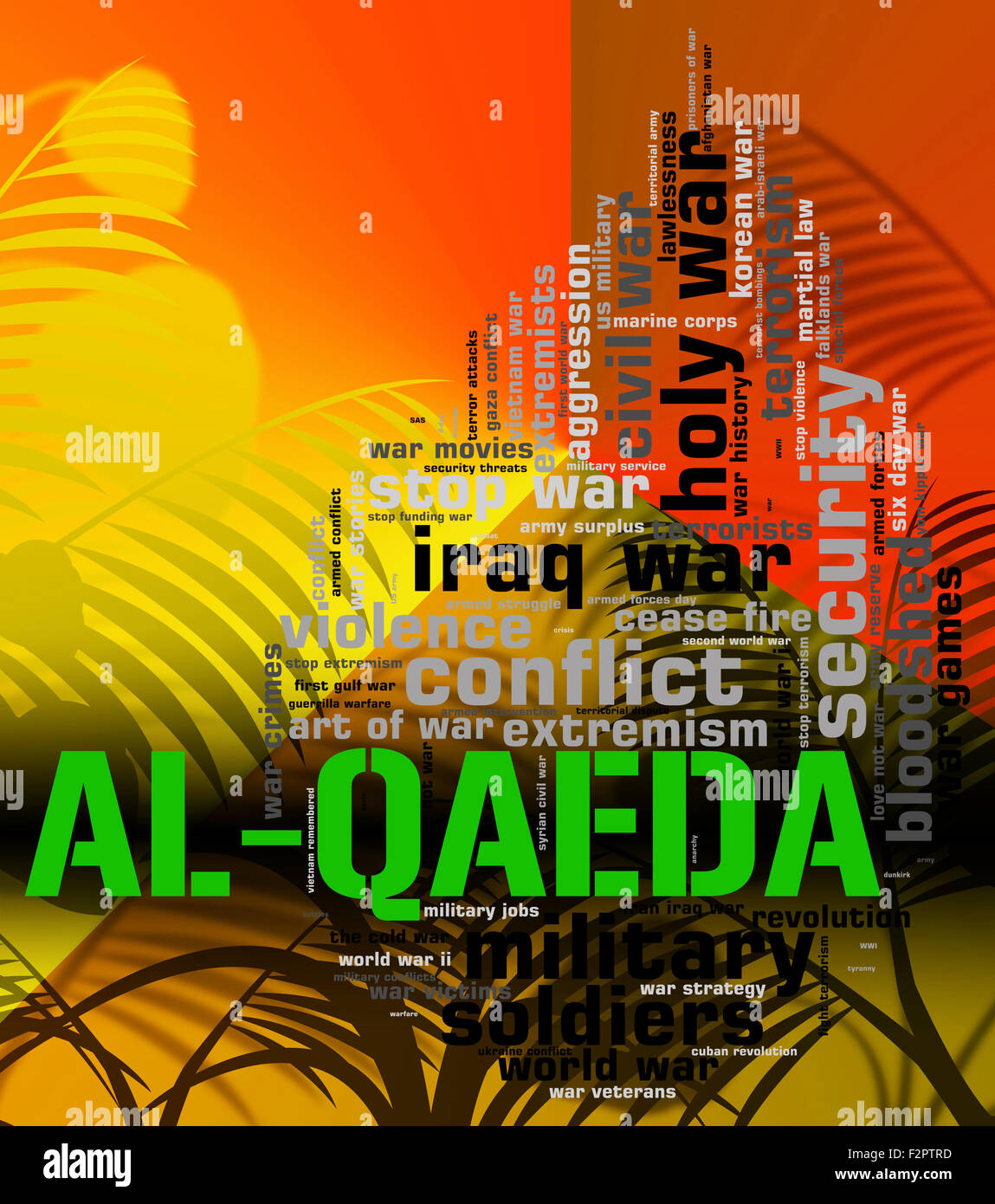 Al-Qaida Wort Bedeutung Freiheitskämpfer und Desperado Stockfoto