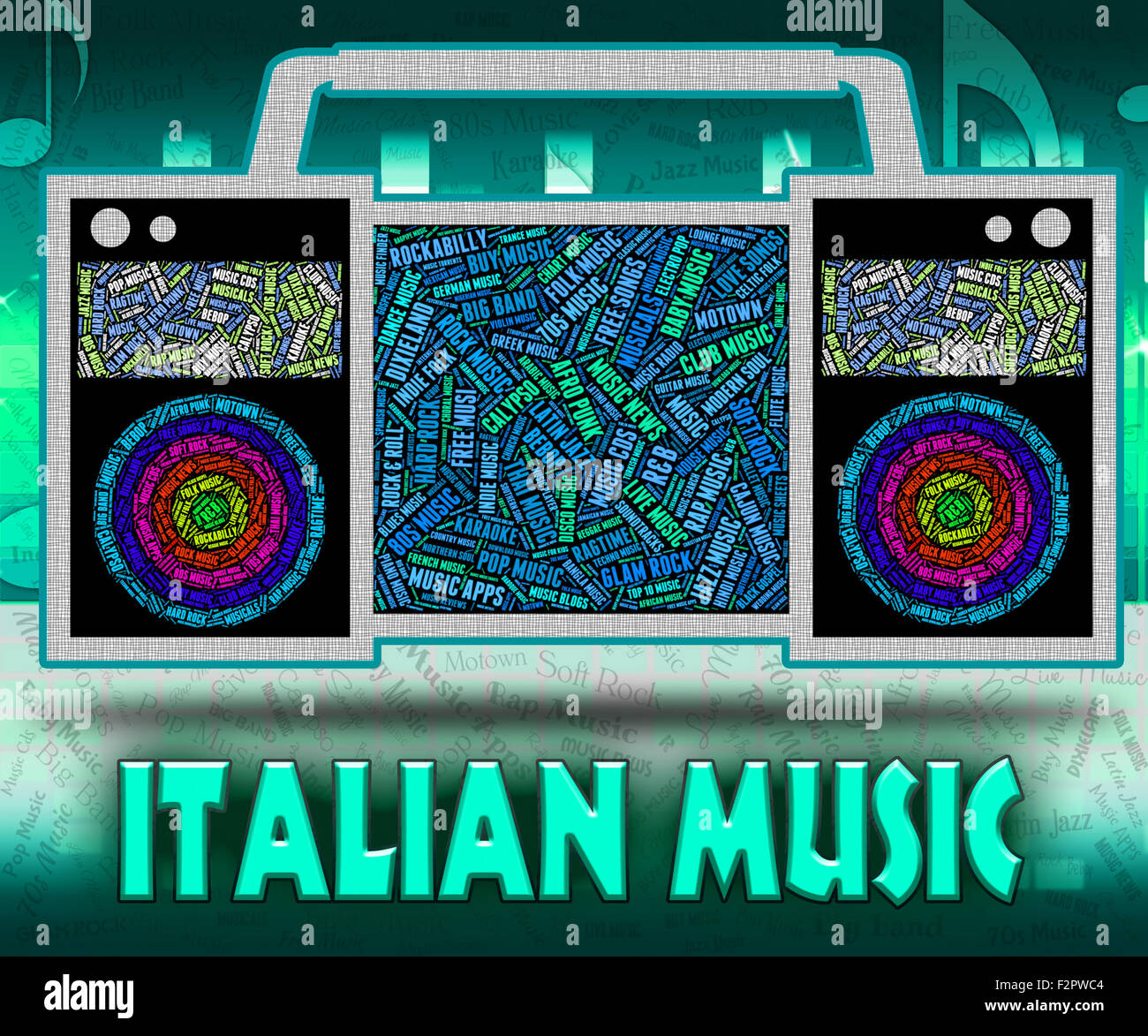 Italienische Musik Bedeutung Tonspuren und Melodie Stockfoto