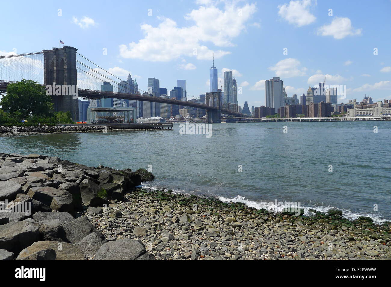 East River Shore in Brooklyn NY Stockfoto