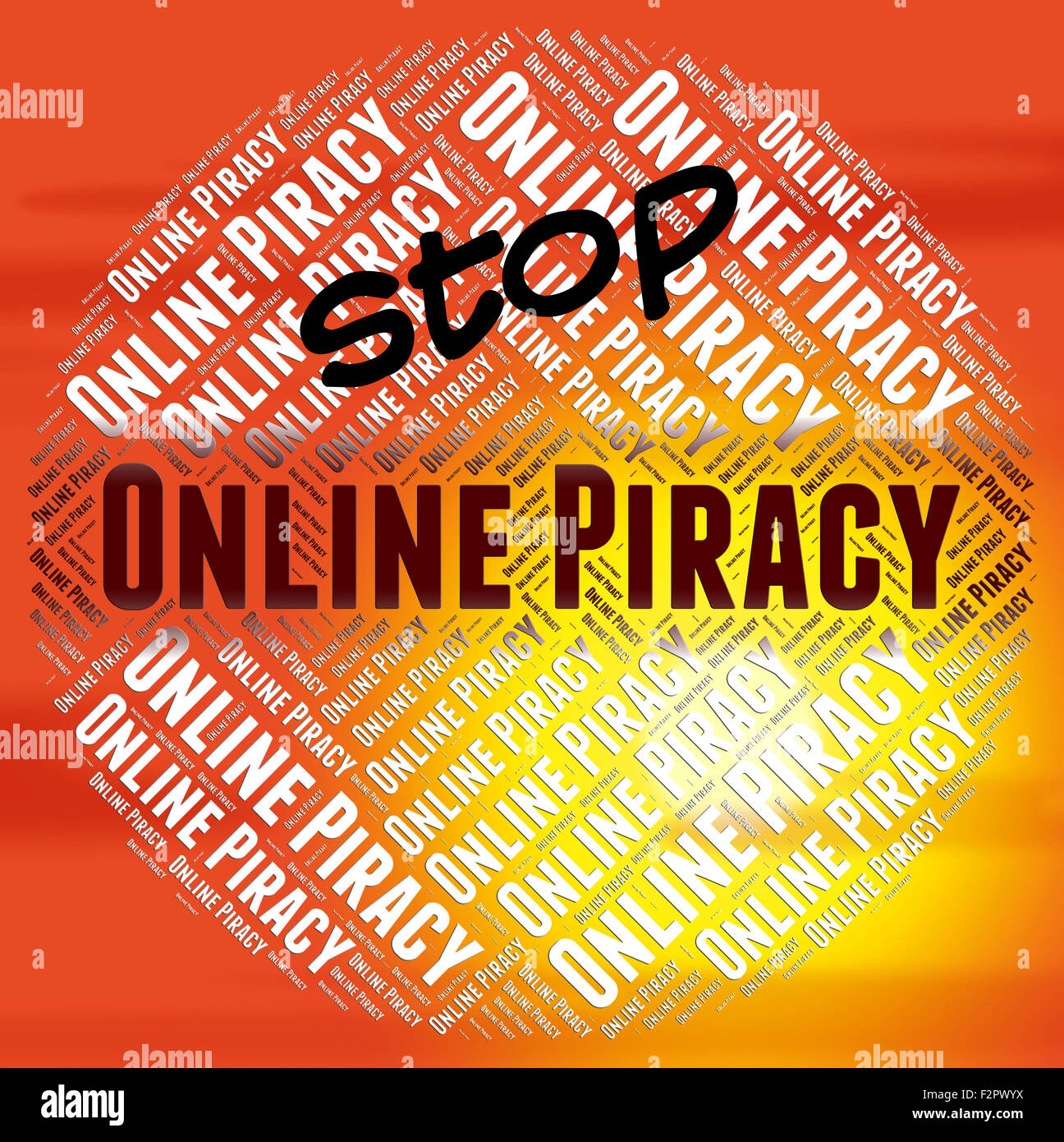 Online-Piraterie vertreten Warnzeichen zu stoppen und patentierte Stockfoto