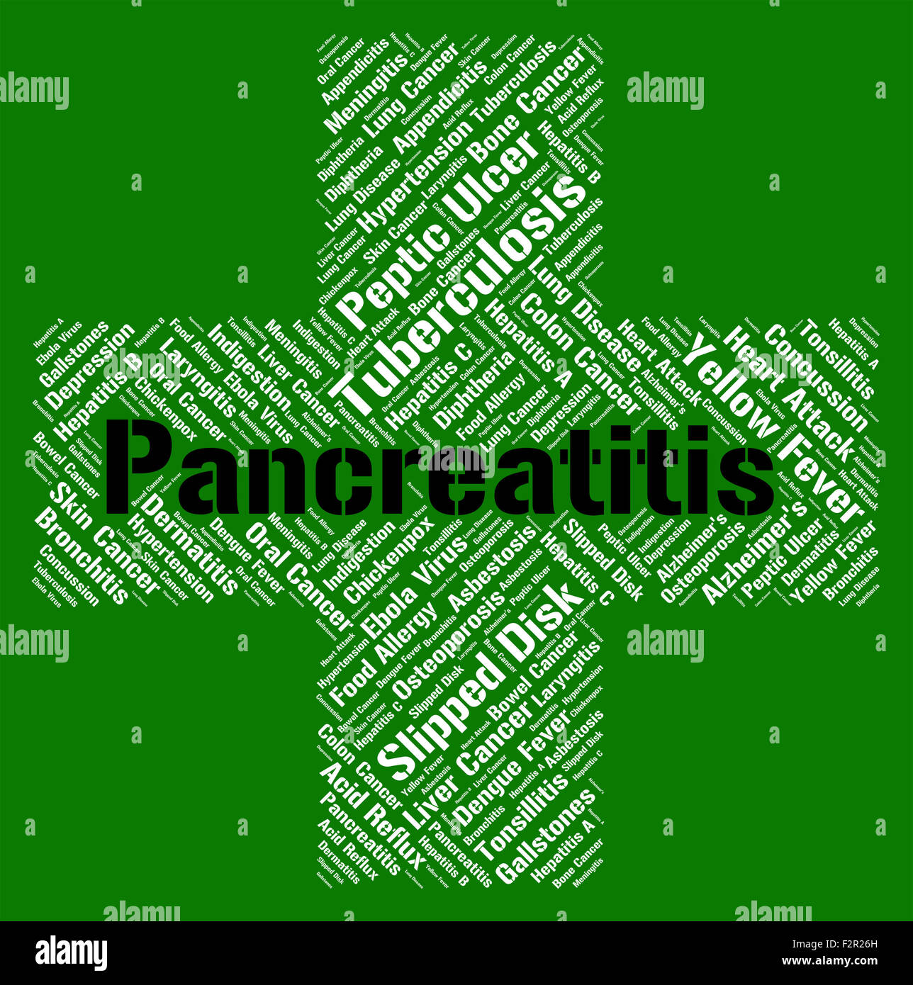 Pankreatitis Wort angibt, schlechter Gesundheitszustand und Beschwerden Stockfoto
