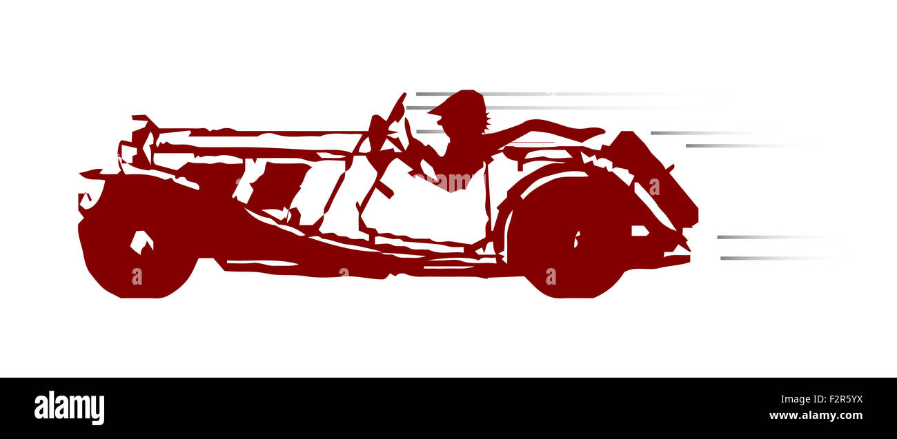 Eine typische altmodische öffnen Top schnelle Sportwagen über einen weißen Hintergrund Stockfoto