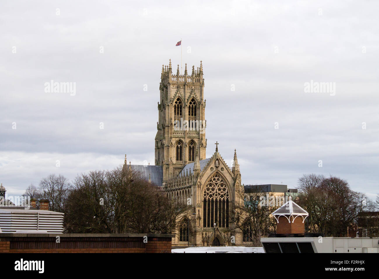 Das Münster und die Pfarrkirche St. Georg in Doncaster, Großbritannien. Stockfoto