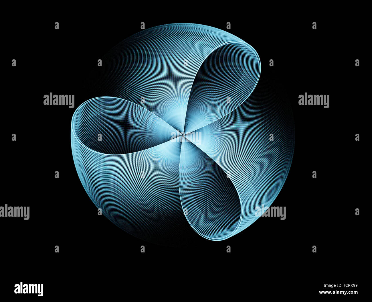 Blaue abstrakte Fraktal Form mit schwarzem Hintergrund für Logo, Design-Konzepte, Web, Drucke, Plakate Stockfoto