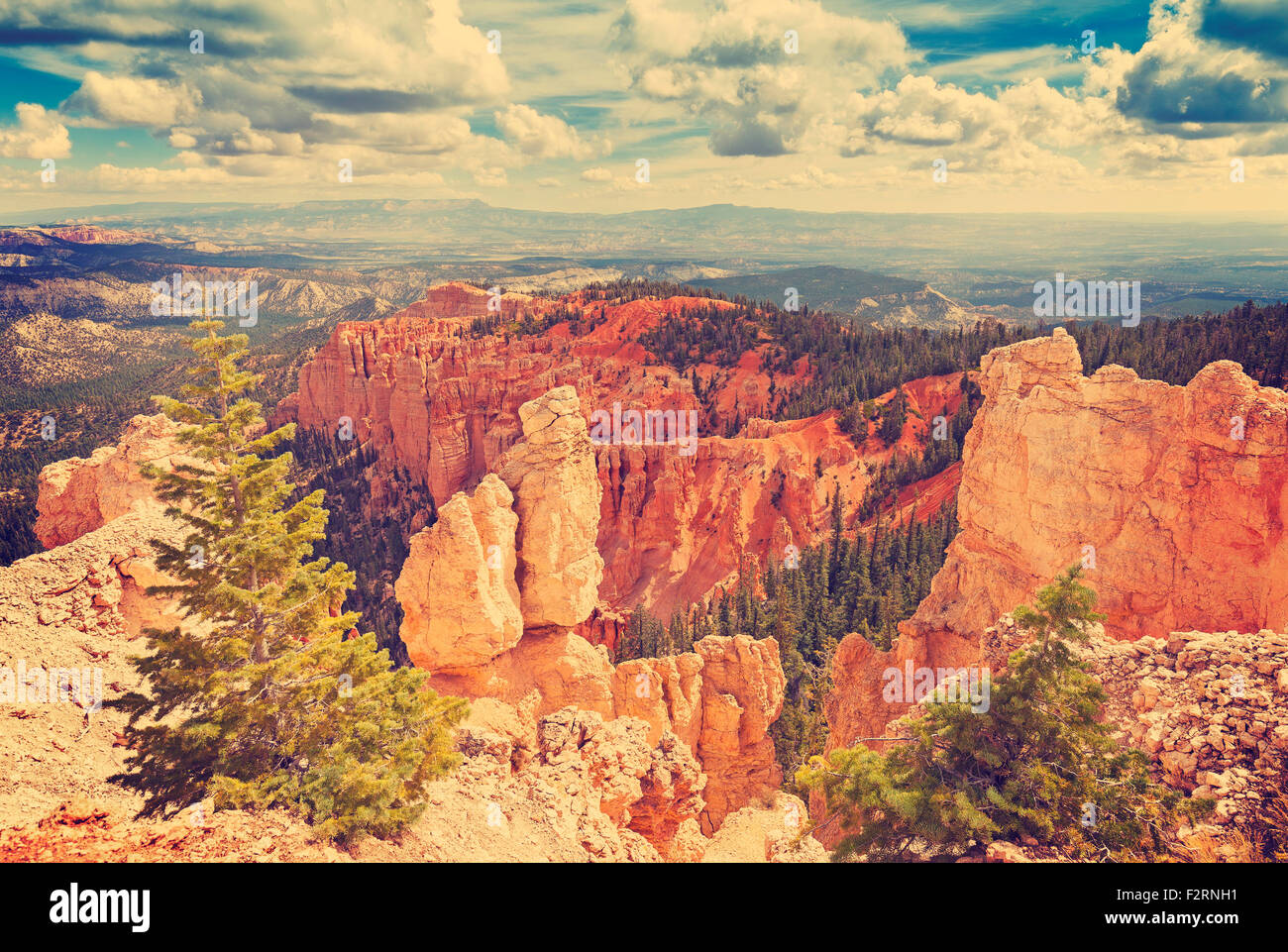 Vintage getönten Felsformationen im Bryce-Canyon-Nationalpark, Utah, USA. Stockfoto