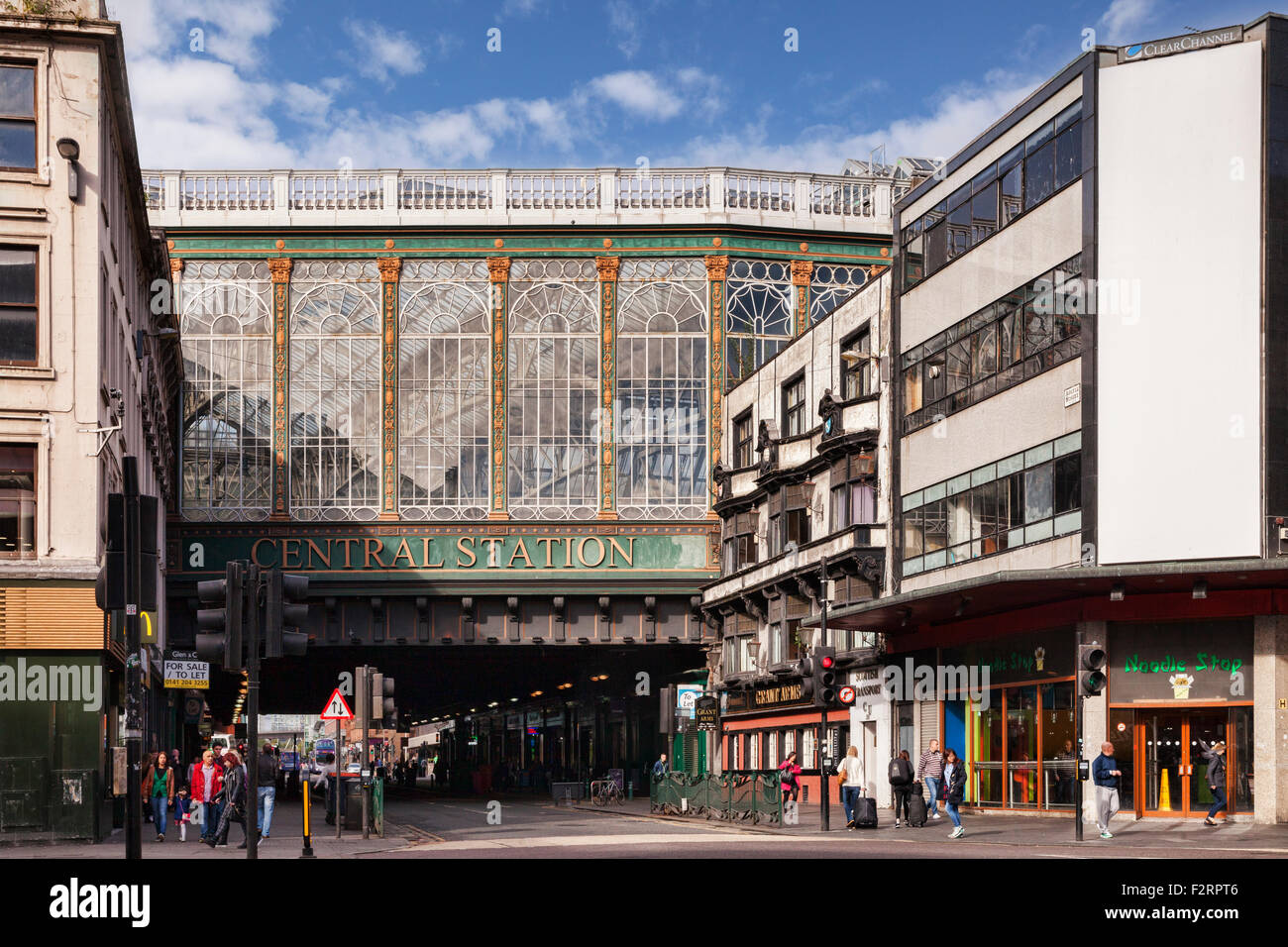 Glasgow Central Station-Brücke, die die Plattformen der Glasgow Central Station über Argyle Street, Volksmund trägt... Stockfoto
