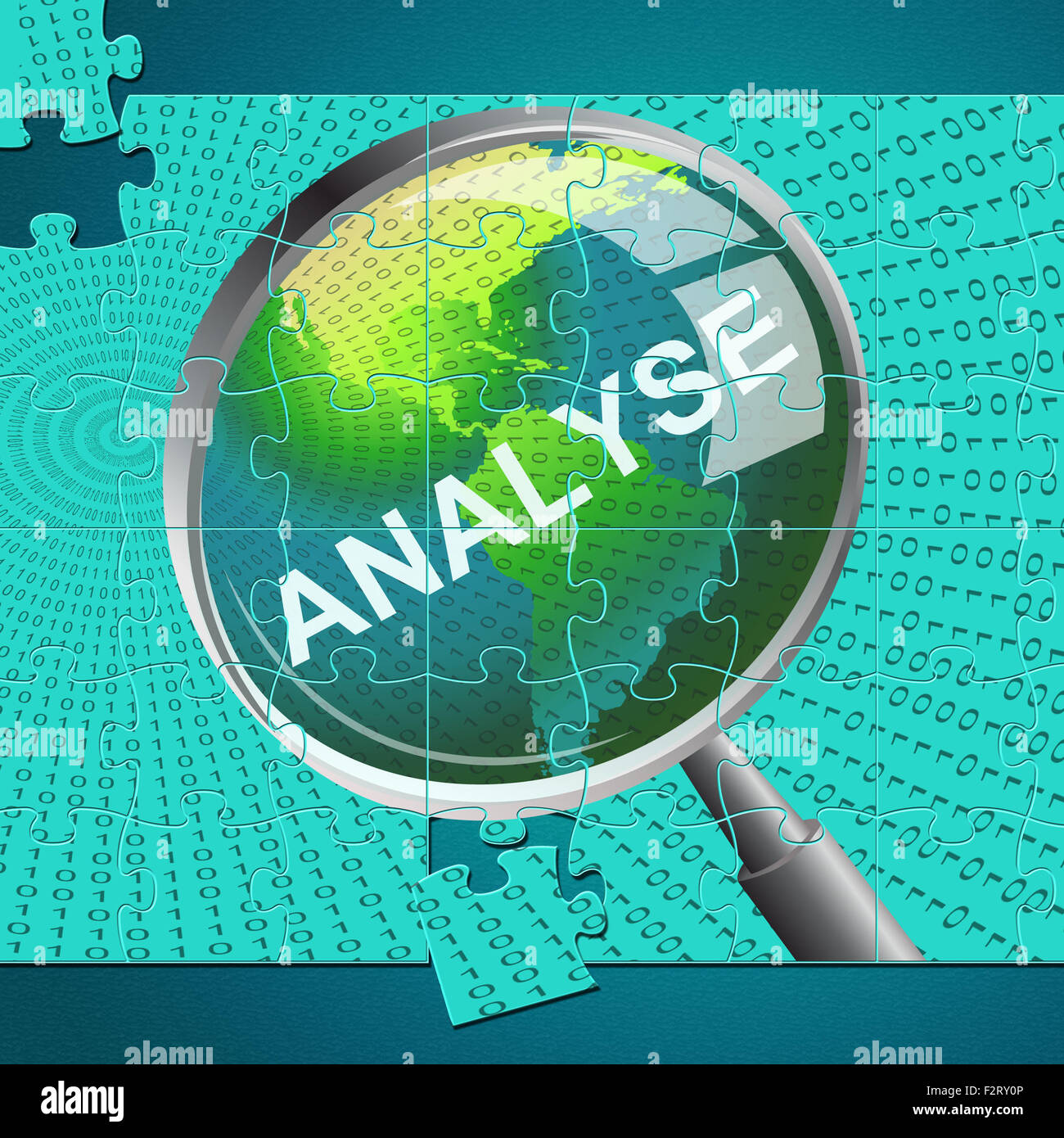 Lupe, die Darstellung von Daten analysieren Analyse und Suche  Stockfotografie - Alamy
