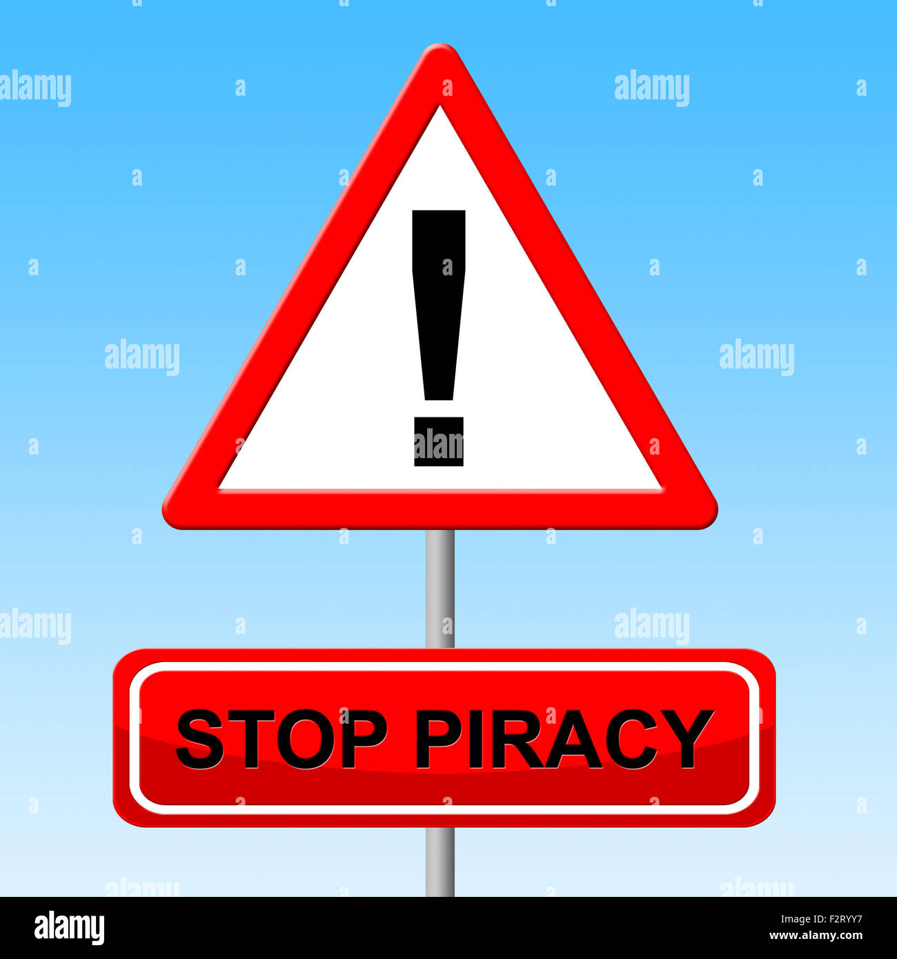 Stop Piracy Vertretung Warnung Lizenz und Kontrolle Stockfoto