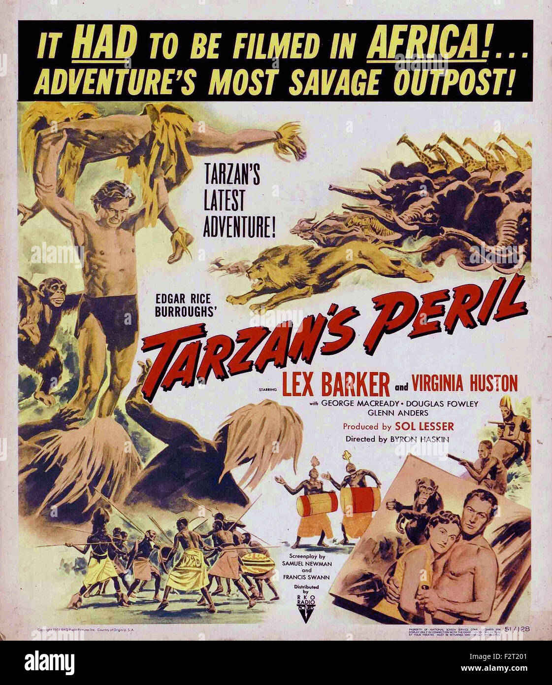 Tarzans Gefahr - Filmplakat Stockfoto