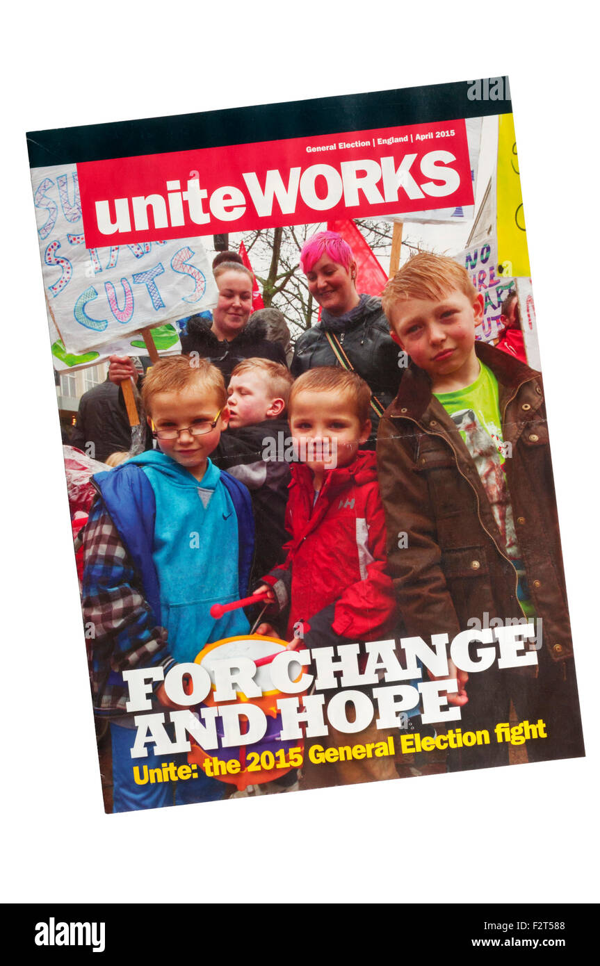 Eine Kopie der vereinen arbeiten, das Magazin der Unite der Union in der Regel einfach als Unite bekannt. Stockfoto