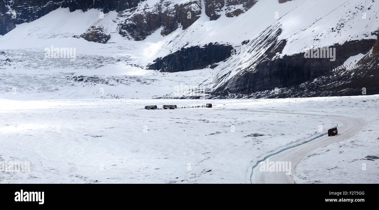 Brewster Schnee Trainer Transport von Touristen auf dem Athabasca-Gletscher, in den Rocky Mountains, Alberta, Kanada, Nordamerika. Stockfoto