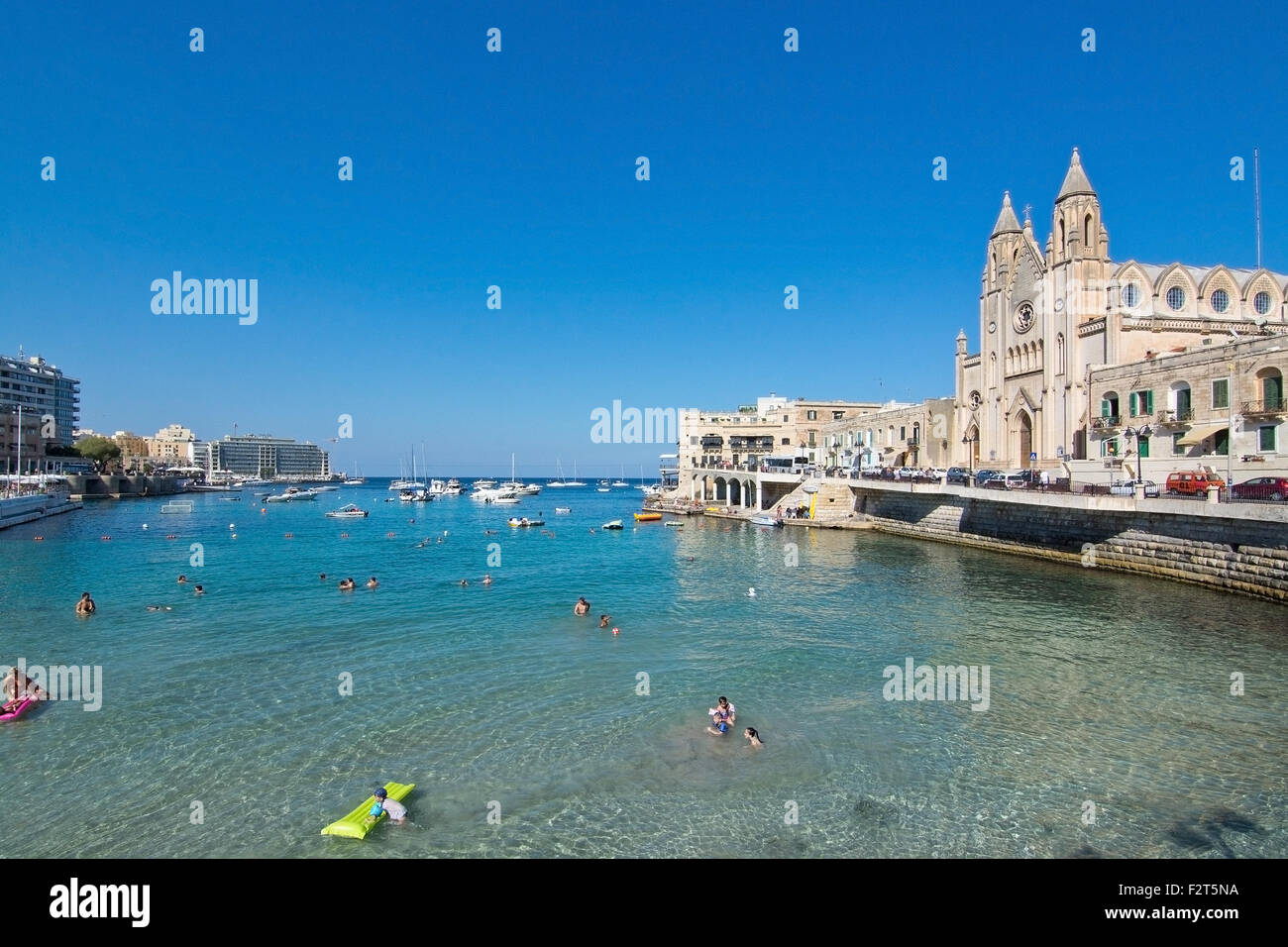 Our Lady of Mount Carmel Church an der Balluta Bay in St. Julians, Malta Stockfoto