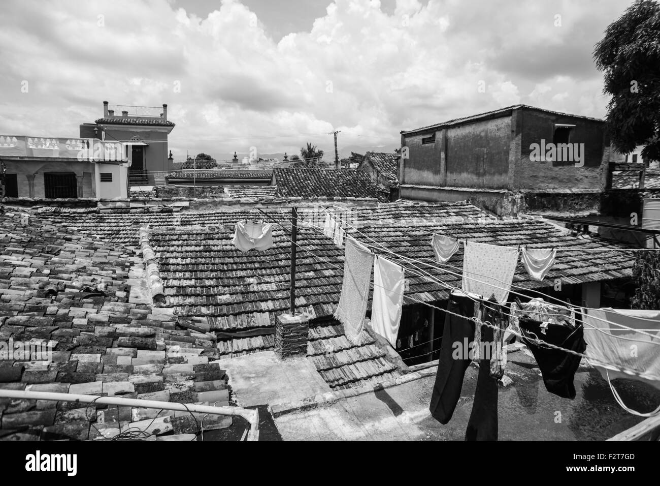 Auf dem Dach & Wäscheleine, Trinidad Kuba Stockfoto