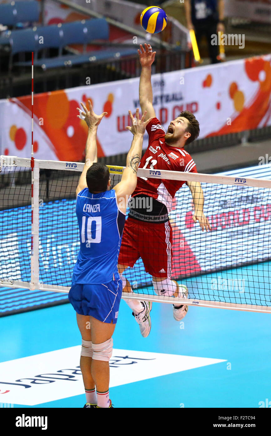 Tokio, Japan. 23. Sep, 2015. Kubiak Michal (POL) Volleyball: FIVB Men es World Cup 2015 zwischen Italien - Polen am 1. Yoyogi-Gymnasium in Tokio, Japan. Foto von Shingo Ito/AFLO SPORT) Stockfoto