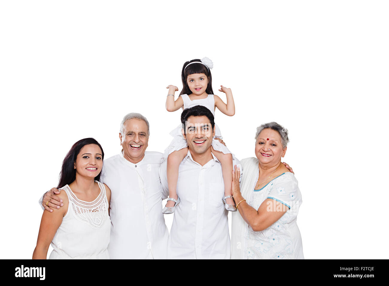 Genießen Sie indische Gruppe gemeinsame Familie Stand Stockfoto