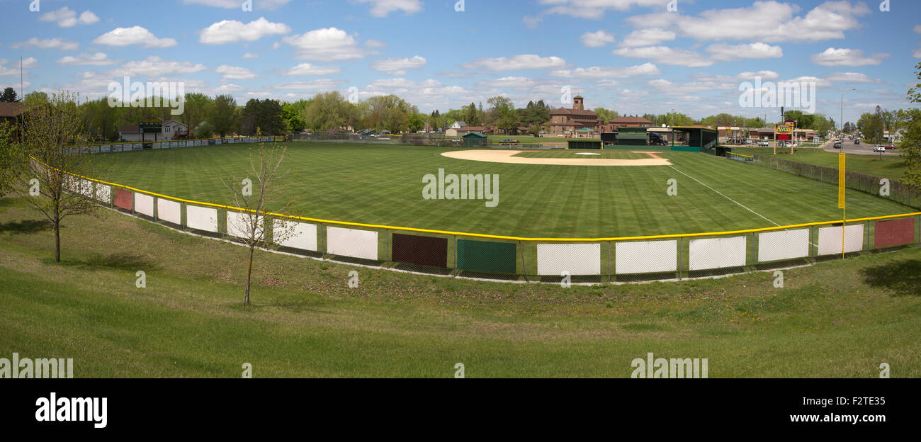 Blick auf den Central Park, das Heimstadion des Amateur Baseball team der Avon-Lakers in Avon, Minnesota Stockfoto