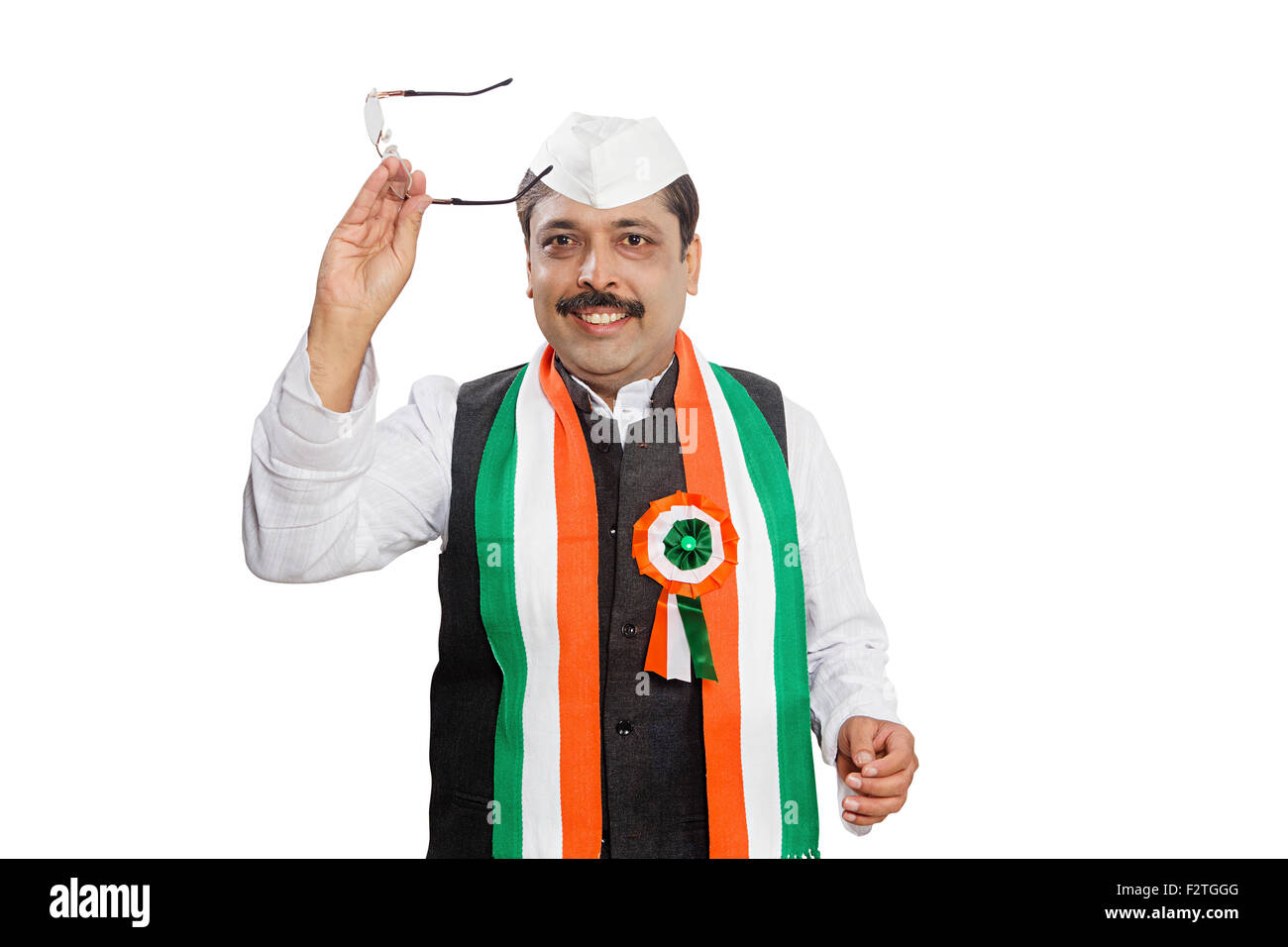 1 indische erwachsenen Mann Politiker stehen Brille zeigen Stockfoto