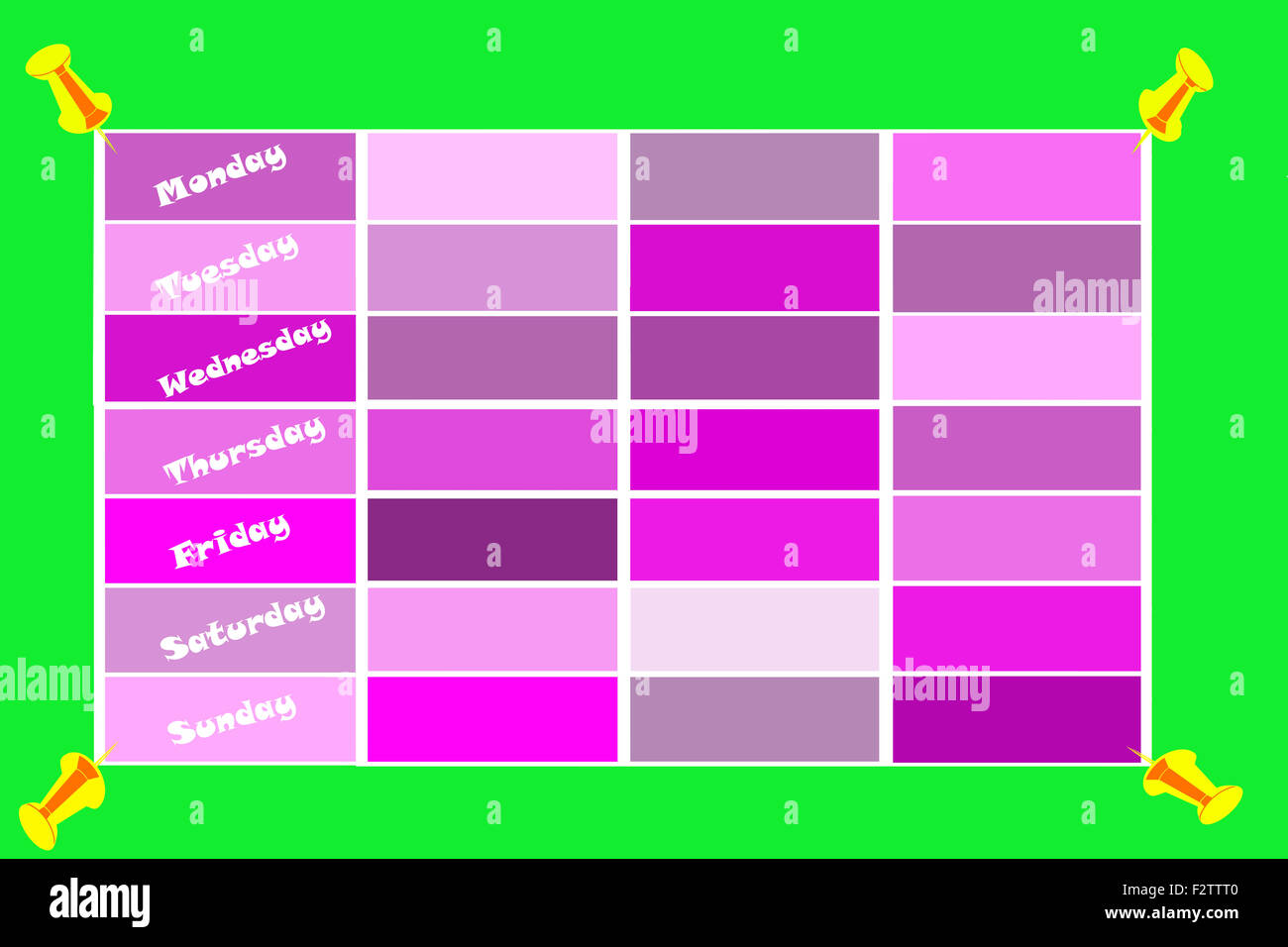 Wochenplan Stockfoto
