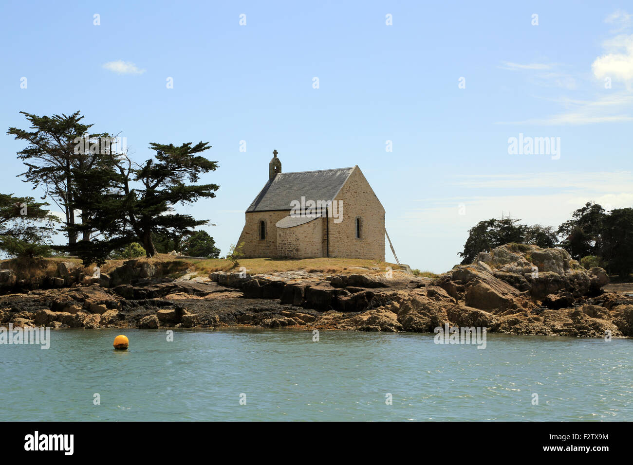 Kapelle auf Ile de Boedic, Golfe du Morbihan, Vannes Morbihan, Bretagne, Frankreich Stockfoto
